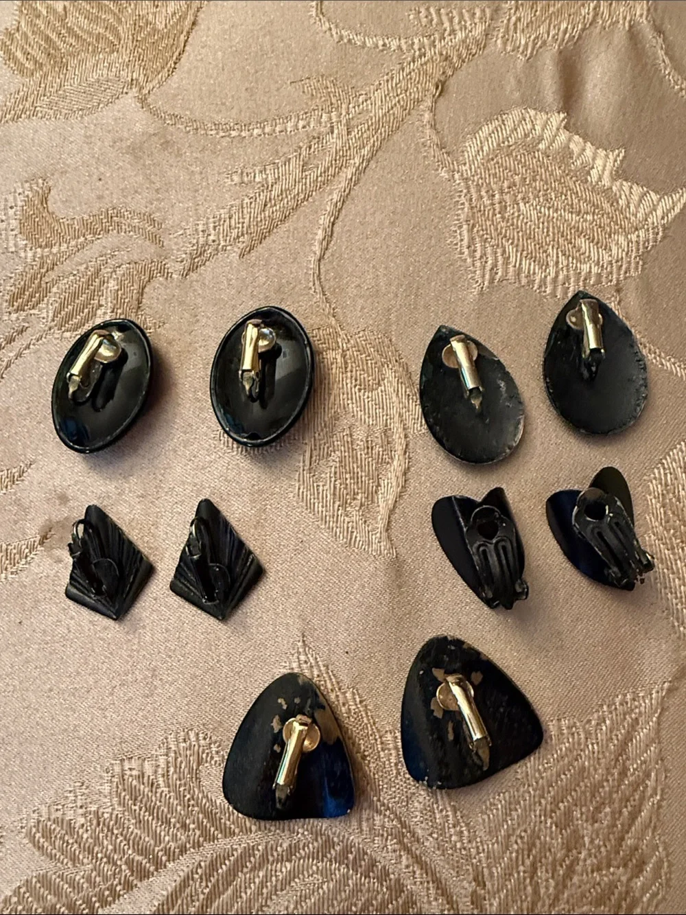Vintage Clip on Black Earrings 5 pairs